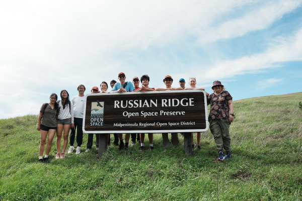 Redwood Club participants on a Bubble Break hike at Russian Ridge