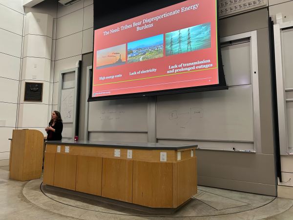 Kelsey Freeman speaks in a classroom.