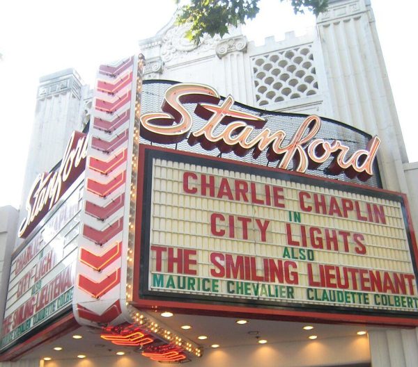 The Stanford Theater marquee.