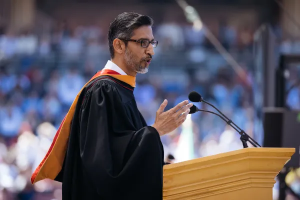 Sundar Pichai speaks at Stanford's 135th Commencement Ceremony.