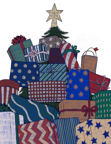 Gifts, guilt and the illusion of generosity. (Graphic: REBECCA BYERS/The Stanford Daily)