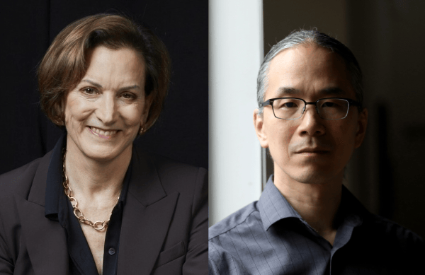 Professional author headshots of Ted Chiang and Anne Applebaum.