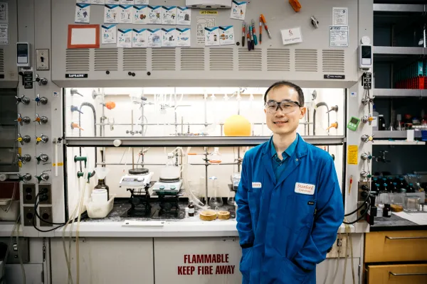 Song Lin stands in lab.