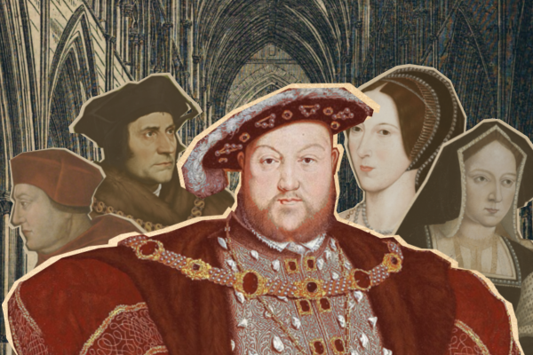A graphic featuring Henry VIII, Thomas More, and other Tudor-era figures.