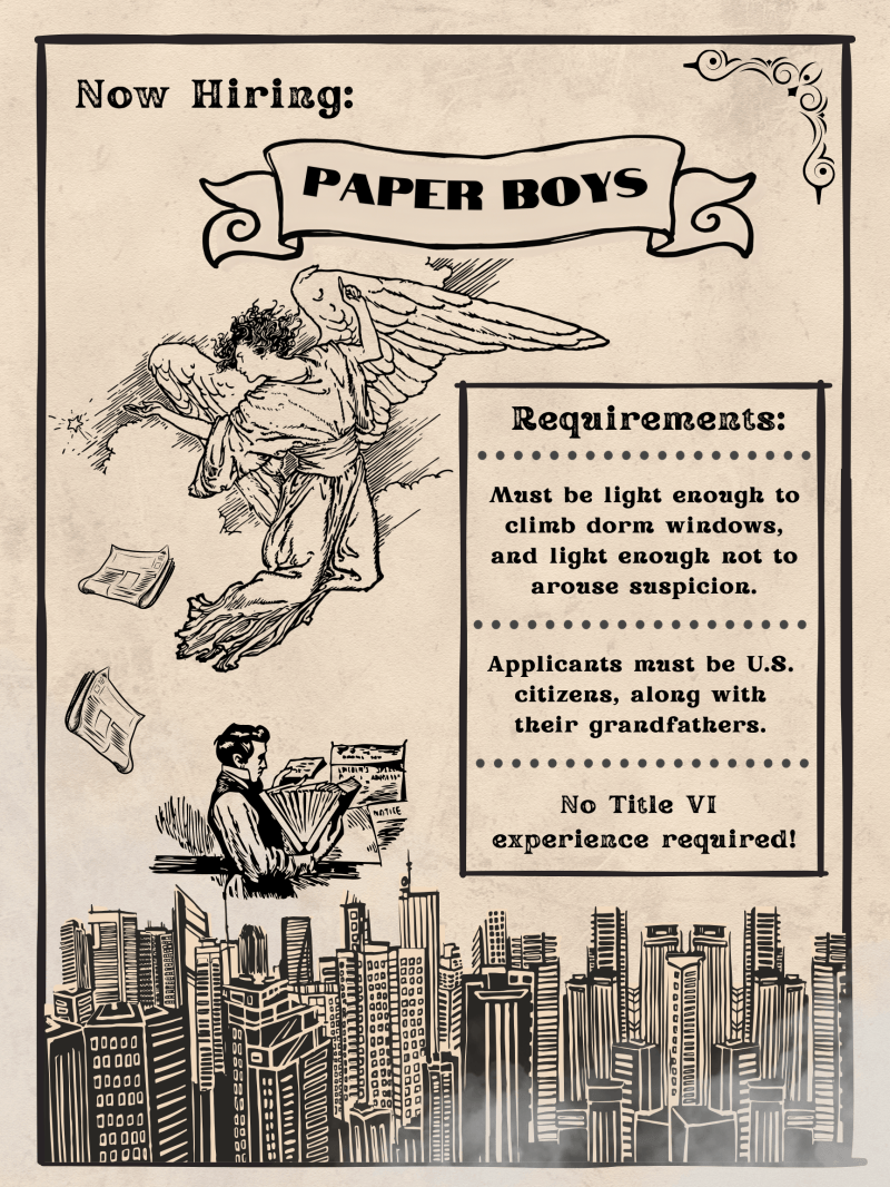 Humor Section sponsors… hiring on-campus: Newspaper delivery boys 1 Humor Section sponsors… hiring on-campus: Newspaper delivery boys