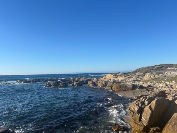 Rocky shoreline of Asimolar State Beach.