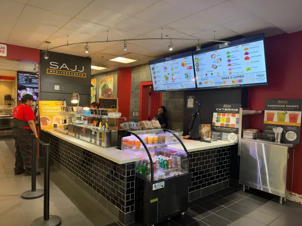 The counter of SAJJ Mediterranean at Tresidder.