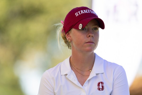 Meja Örtengren prepares to tee off on the 10th hole during the Stanford Intercollegiate Round 1 at Stanford Golf Course on Oct. 16. Örtengren secured her third collegiate win this past weekend. (Photo: AL CHANG/ISI Photos)
