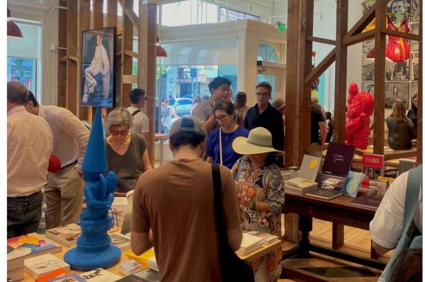 The Hauser & Wirth bookstore was filled with interested customers on opening day. (Photo: AYLA GHARAVI/The Stanford Daily)