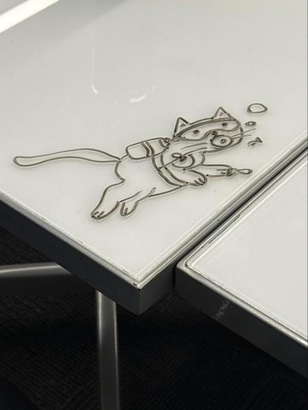 Cat drawing on a whiteboard.